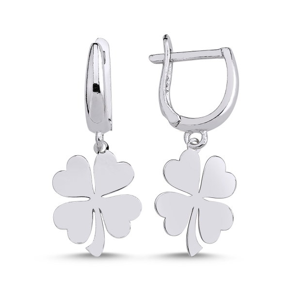 Cercei argint 925 rodiat cu frunze de trifoi - Be Lucky ETU0052 [1]